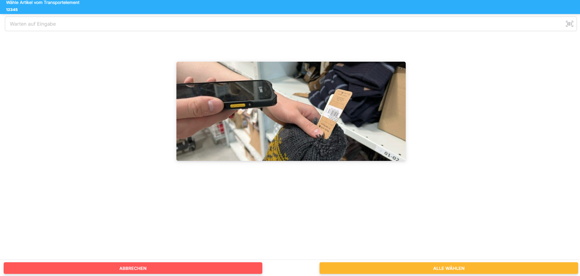 Artikel entnehmen und scannen Artikel entnehmen und scannen