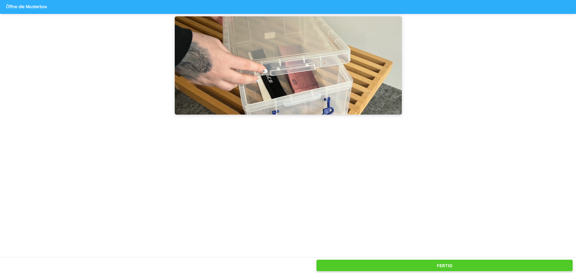 Musterbox öffnen Musterbox öffnen